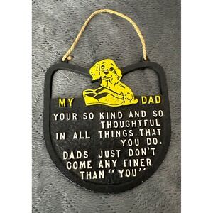 Vintage Wall Hanging Sign My Dad Puppy Dog Slippers Father Day Plaque Home Decor